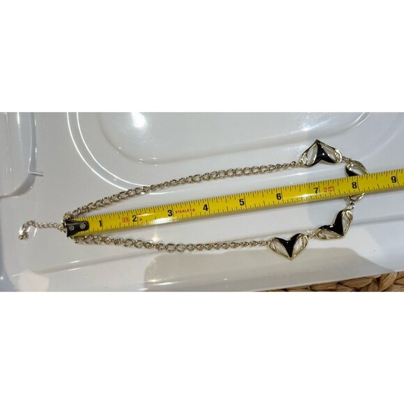 VTG Chunky Black & Gold Tone Heart Choker Necklace 16" WhimsiGoth Dark Fairy - Picture 4 of 6